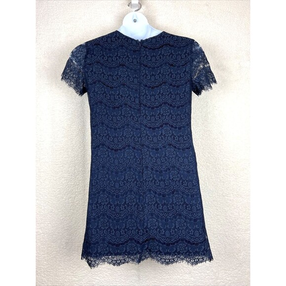 Lulu's NWT Women's Size Medium Dress Navy Lace Overlay Cap Sleeves - Picture 4 of 8